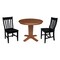 International Concepts 36 in. Solid Wood Round Top Pedestal Dining Table with 2 Chairs in Distressed Oak/Black K42-36RT-23-C46-61-2 - alternate 1